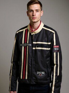 Chevignon Vintage Nylon Cafe Racer Jacket Medium FLAWED Rare Seven Roads